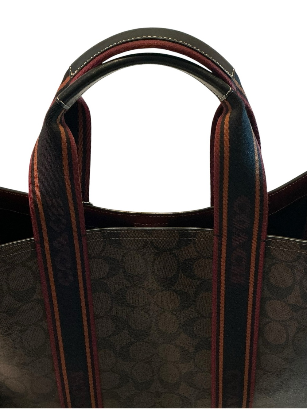 COACH SMITH Tote SN058 Brown, Black Signature COACH Logo MED Bag, Canvas Leather - Picture 8 of 15
